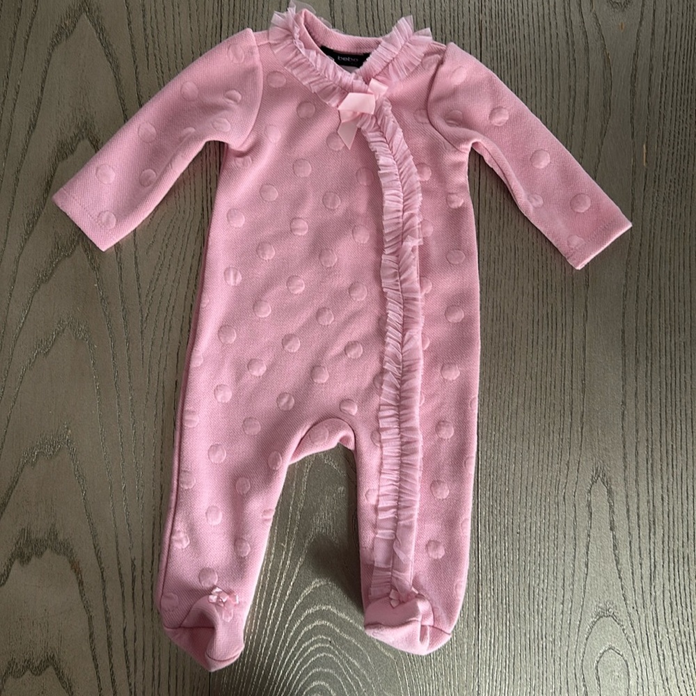 Bebe (6-9M) Baby Pink Ruffled Tulle Footie